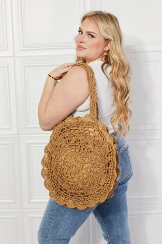 Justin Taylor Brunch Time Straw Rattan Handbag Caramel One Size Handbags