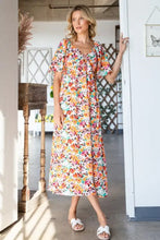 Lime 'N' Chili Floral Print Sweetheart Neck Tie Front Midi Dress ORANGE COMBO Casual Dresses