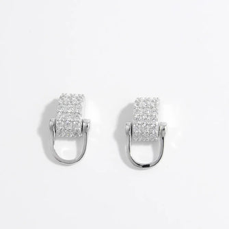 925 Sterling Silver Inlaid Zircon Earrings Silver One Size