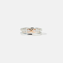 Double-Layered Zircon 925 Sterling Silver Ring Silver