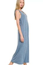 Zenana French Terry Twisted Strap Midi Dress Casual Dresses
