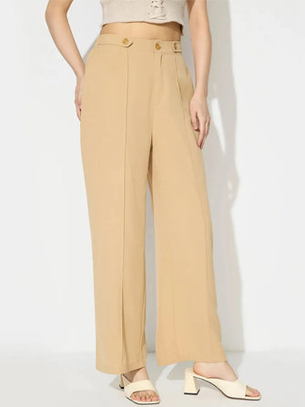 Wide Leg Pants with Pockets Tan