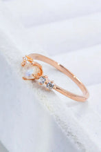 Natural Moonstone and Zircon 18K Rose Gold-Plated Ring Rings