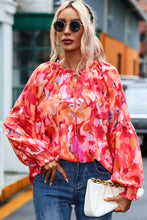 Floral Tassel Tie Long Sleeve Blouse Woman Blouses