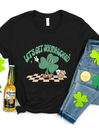 LET'S GET SHAMROCKED Round Neck T-Shirt Black