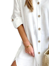 Button Down Long Sleeve Shirt Dress Woman Casual Dress