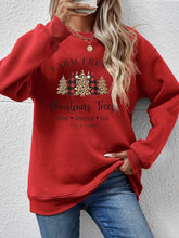 Graphic Round Neck Long Sleeve Sweatshirt Deep Red Woman Sweatshirts