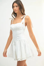 MABLE Shoulder Tie Corset Panel Mini Dress Casual Dresses