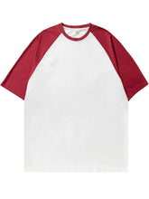 Men's Plus Size Contrast Round Neck Half Sleeve T-Shirt Deep Red