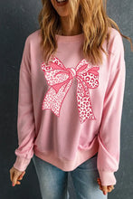Bow Graphic Round Neck Long Sleeve Sweatshirt Woman Sweatshirts