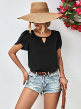 Cutout Round Neck Petal Sleeve Blouse Woman Blouses