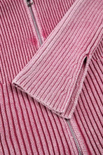 Double Take Ribbed Off-Shoulder Zip Up Long Sleeve Cardigan Woman Outerwear