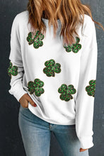 Sequin Lucky Clover Long Sleeve Sweatshirt White