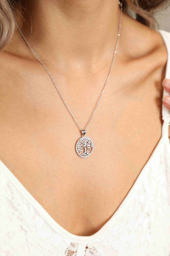 Adored 925 Sterling Silver Moissanite Tree Pendant Necklace Silver One Size Necklaces