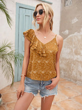 Ivy Lane Polka Dot Ruffle Trim Asymmetrical Tank Top Tanks & Camis