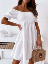 Smocked Off-Shoulder Mini Dress Casual Dresses