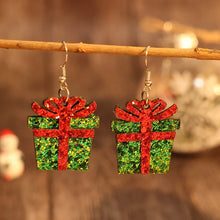 Sequin Gift Box PU Leather Earrings Green One Size