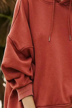 Drawstring Dropped Shoulder Long Sleeve Hoodie Woman Sweatshirts