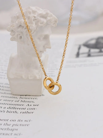 18K Gold-Plated Titanium Steel Hoop Pendant Necklace Gold One Size