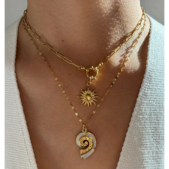 2-Piece 18K Gold-Plated Sun & Wave Pendant Necklace Gold One Size