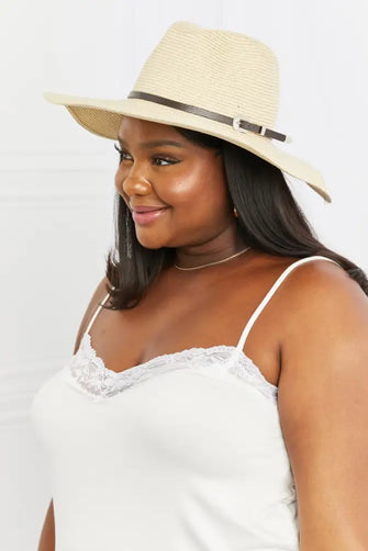 Fame Boho Summer Straw Fedora Hat Ivory One Size Hats