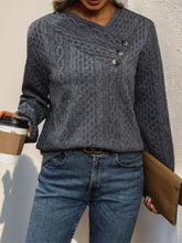 Perfee Decorative Button Long Sleeve Sweatshirt Woman Sweatshirts