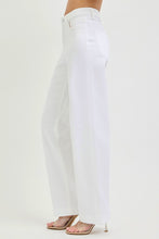 White high-waisted wide baggy pants with a clean minimalist design from RISEN full size high rise collection