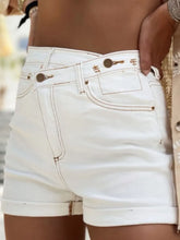 Asymmetrical Waist Denim Shorts White Denim Shorts