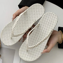 Toe Post Flats Slippers White Polka Dot Woman Slippers