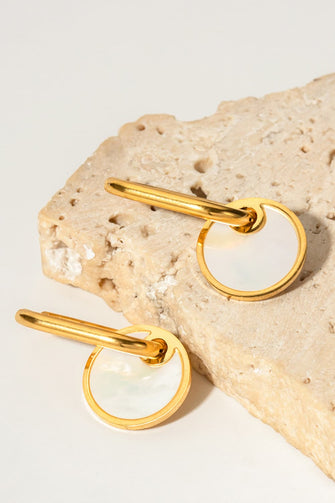 Copper White Mother-Of-Pearl Drop Earrings Gold One Size