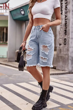 Raw Hem Distressed Denim Shorts with Pockets Denim Shorts