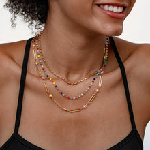 18K Gold-Plated Layered Colorful Beaded Chain Necklace Gold One Size