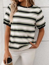 Striped Short Sleeve Crew Neck T-Shirt Black