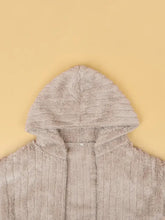 Plus Size Open Front Long Sleeve Hooded Fuzzy Jacket Woman Outerwear