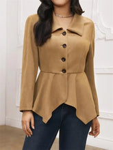 Handkerchief Hem Button Up Collared Neck Jacket Casual Dresses