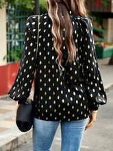 Devine Mock Neck Cutout Lantern Sleeve Blouse Woman Blouses