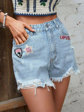 LOVE Distressed Raw Hem Denim Shorts