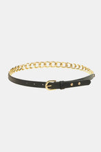 PU Leather Chain Belt Black One Size Belts