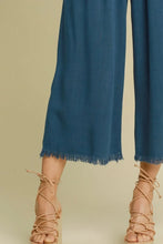 Umgee Full Size Linen Blend Elastic Waistband Wide Leg Pants Plus Size