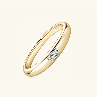 925 Sterling Silver Inlaid Moissanite Ring Gold Rectangular Drill