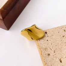 18K Gold-Plated Geometric Wide Band Ring