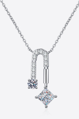 1.3 Carat Moissanite 925 Sterling Silver Necklace Silver One Size