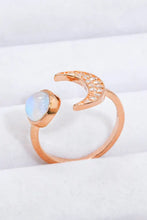 Natural Moonstone and Zircon Sun & Moon Open Ring Rings