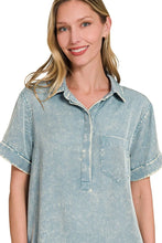Zenana Tencel Mineral Washed Collared Shirts Dress
