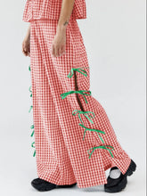 Side Tied Plaid Pants Scarlet