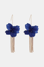 Flower Shape Acrylic Dangle Earrings Royal Blue One Size