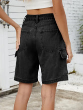 High Waist Denim Shorts with Cargo Pockets Denim Shorts