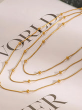 18K Gold-Plated Layered Beaded Chain Necklac