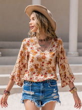 Floral V-Neck Spliced Lace Blouse Woman Blouses