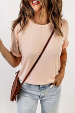 Round Neck Cuffed Short Sleeve Tee Woman T Shirts